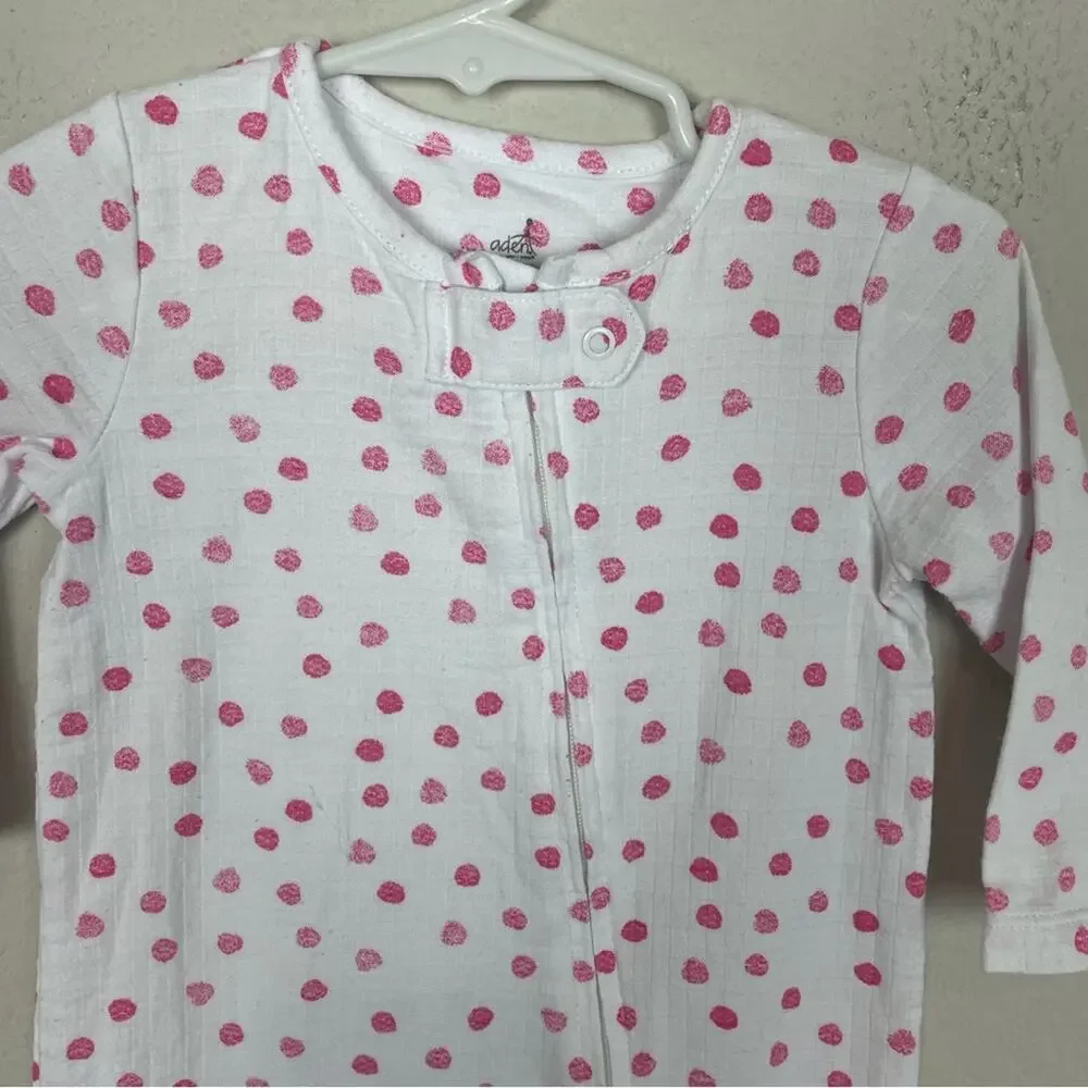 Aden + Anais White Pink Dotted One Piece 3-6 Months